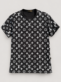 AI-edited studio view of black & white monogram tee