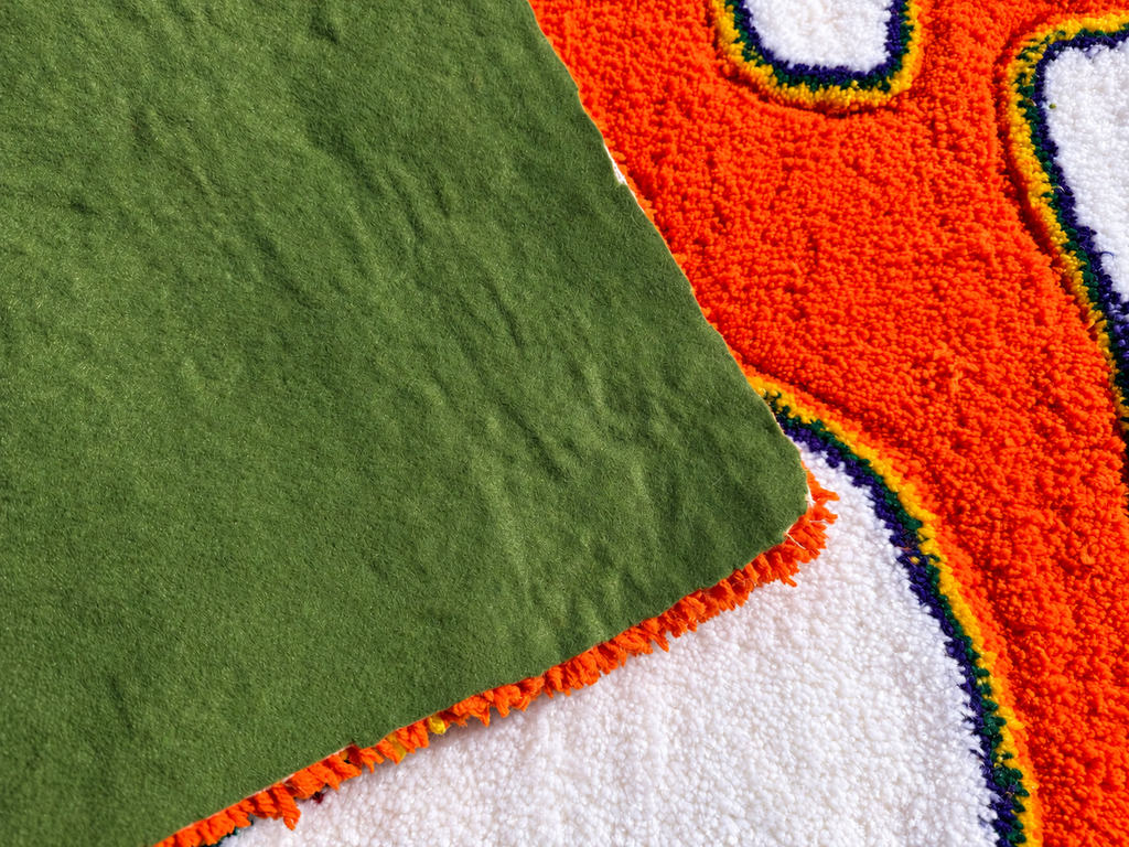 AI-edited green felt backing detail